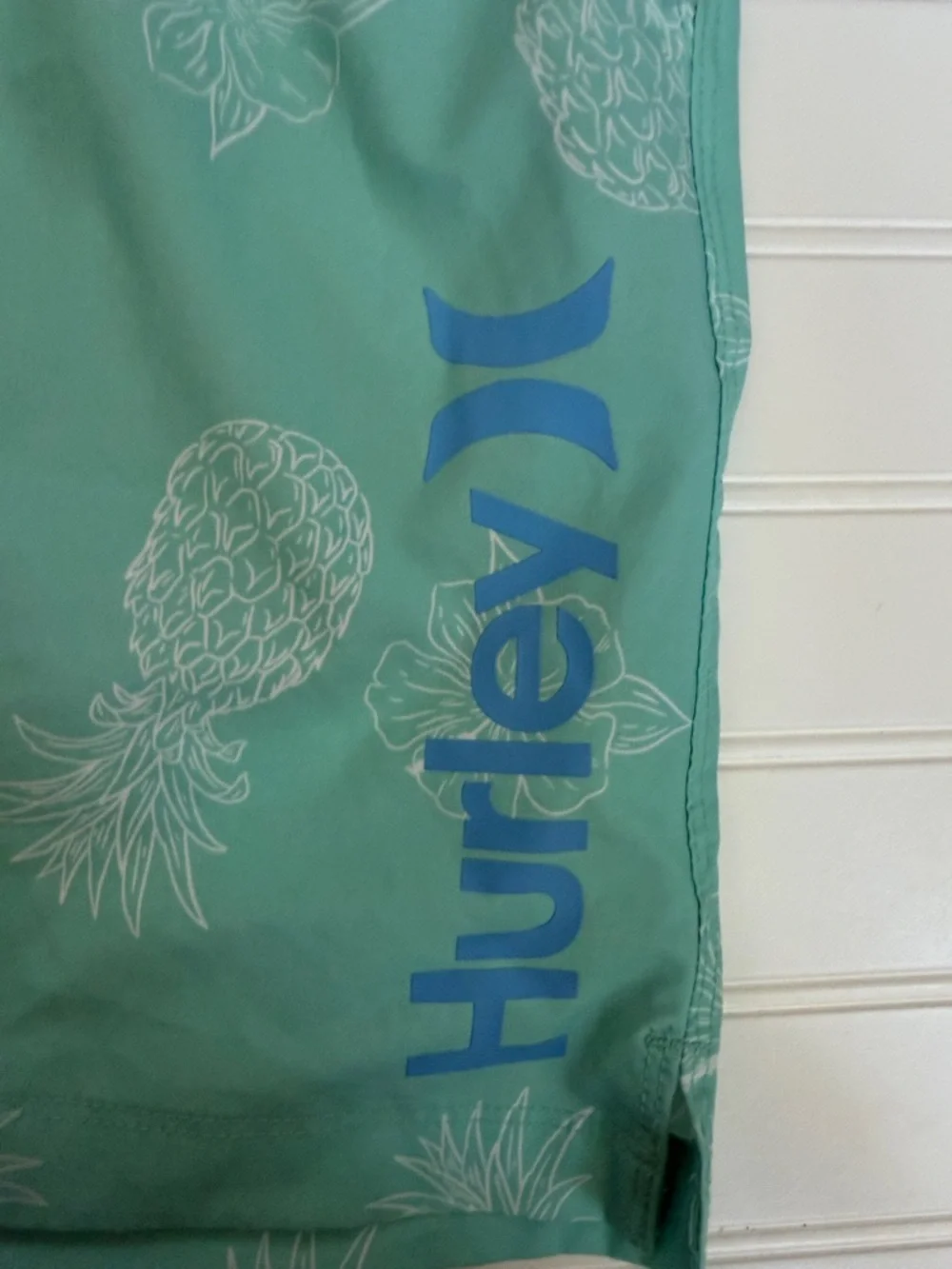 (114)Hurley Teal Pineapple Print Swim Shorts